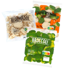 Bloemkool-, broccoliroosjes of wortel-bloemkool-broccoli mix